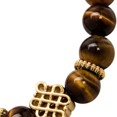 Vòng Tay Phong Thủy Nữ Đá Mắt Hổ Vàng Nâu Phối Charm Si (8mm) Mệnh Thổ, Kim Ngọc Quý Gemstones