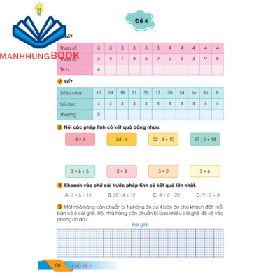 Sách - 100 Đề Kiểm Tra Toán Lớp 3 - Biên soạn theo chương trình GDPT mới.