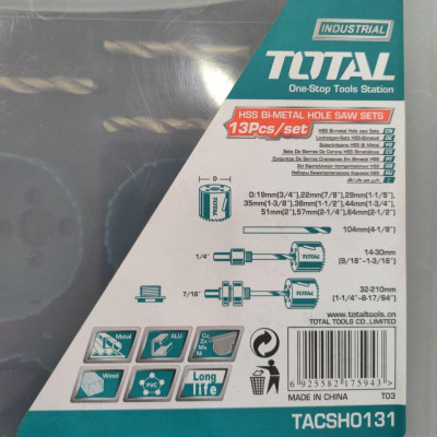 BỘ MŨI KHOÉT LỖ KIM LOẠI 13 CHI TIẾT TOTAL TACSH0131
