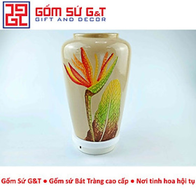 Lọ hoa mosaic dáng thạp khắc hoa thiên điểu