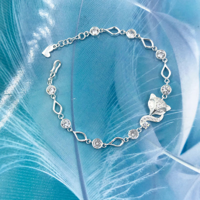 Vòng Tay, Lắc Tay Nữ Bạc 925 Hồ Ly Xinh Đính Đá BẠC HIỂU MINH LTU545