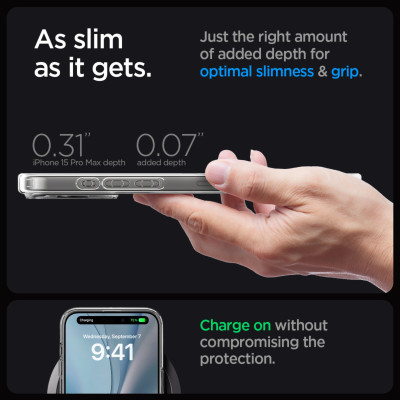 Ốp Lưng Spigen Hỗ Trợ Sạc Từ Tính (MAG.SAFE) Dành Cho iPhone 15 Pro Max / iPhone 15 Pro, SPIGEN CRYSTAL HYBRID MAGFIT - HÀNG CHÍNH HÃNG