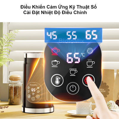 Máy tạo bọt sữa, cà phê, ca cao New Digital 5 trong 1 chuyên nghiệp thương hiệu Mỹ Biolomix BMF102E - Hàng nhập khẩu