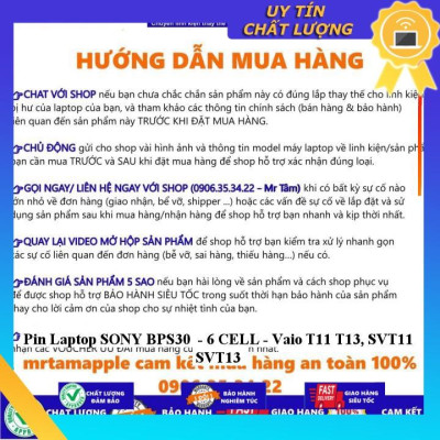 Pin dùng cho Laptop SONY BPS30  Vaio T11 T13 SVT11 SVT13 - Hàng Nhập Khẩu New Seal