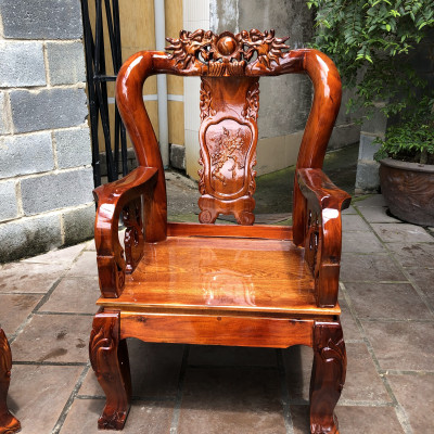 Bộ bàn ghế salon gỗ Tràm Tay 8 Đỉnh rồng Tựa bình