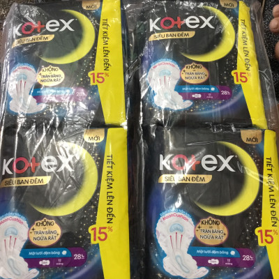 (Gói lớn 12 Miếng)-Combo 4 Gói Băng Vệ Sinh Kotex Siêu Ban Đêm 28cm - Mỗi Gói 12 Miếng- HSD luôn mới