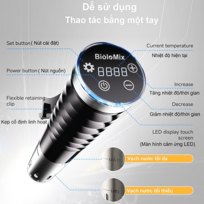Máy nấu chậm Sous vide dùng cho gia đình thương hiệu Mỹ cao cấp BioloMix SV-9002 - Hàng Chính Hãng