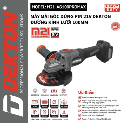 MÁY MÀI GÓC DÙNG PIN  M21-AG100PROMAX  DEKTON-HÀNG CHÍNH HÃNG