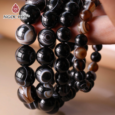 Vòng tay đá mã não mắt rồng mệnh thủy, mộc - Ngọc Quý Gemstones