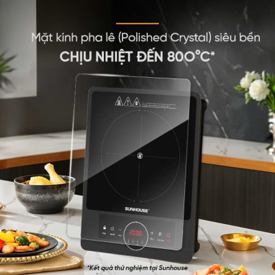 Bếp hồng ngoại Sunhouse SHD6012A - Công suất 2000W - Mặt kính pha lê - Chế độ hẹn giờ - Khóa trẻ em - Đa chức năng - Hàng chính hãng