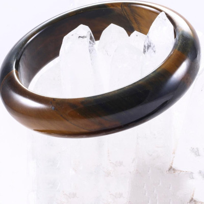 Vòng thạch anh mắt hổ vàng nâu bản hẹ ni 60 mệnh thổ, kim - Ngọc Quý Gemstones