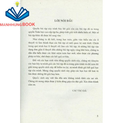 Sách - Bài Tập Toán Cao Cấp, Tập 3: Phép Tính Giải Tích Nhiều Biến Số