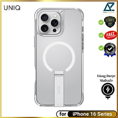 Ốp Lưng Trong Suốt Sạc Từ Tính cho iPhone 16 Pro/ 16 Pro Max UNIQ Magclick Charging Eleva, có chân đế, chính hãng UNIQ_ Hàng chính hãng