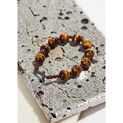 Vòng Tay Mân Côi Đá Thạch Anh Mắt Hổ Vàng Nâu Hạt 10mm, Ni 52 - Ngọc Quý Gemstones