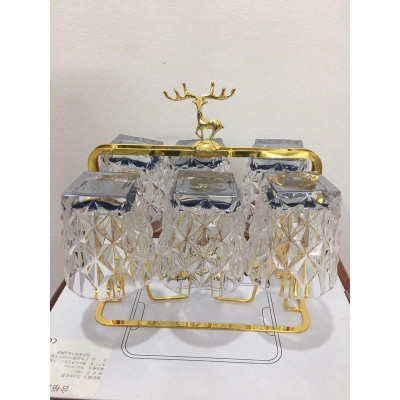 Combo 6 cốc uống nước thủy tinh chịu nhiệt cao cấp kèm giá úp