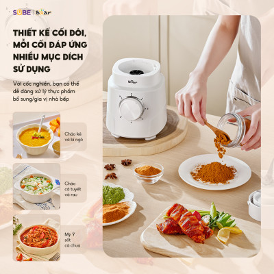 Máy Xay Sinh Tố 1,5L Bear Tích Hợp Máy Xay Tỏi Ớt 2 Cối Xay Đa Năng Xay Đồ Ăn Healthy Eat Clean SB-MX15L - Hàng Chính Hãng