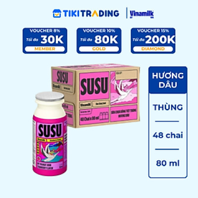 Sữa chua uống hương dâu Vinamilk Susu - Thùng 48 chai 80ml