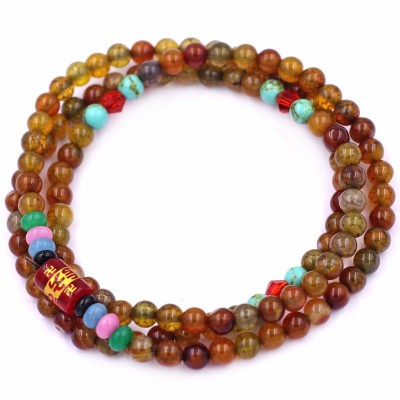 Vòng chuỗi 108 hạt mã não vân rạn charm lục tự chân ngôn - hạt 8 ly ( size lớn ), vòng chuỗi niệm Phật, vòng chuỗi đeo tay