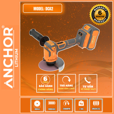 MÁY CẮT-MÀI GÓC PIN 20V KHÔNG CHỔI THAN 4000MAH 100MM DCA2 ANCHOR ( 2 PIN + 1 SẠC )  - HÀNG CHÍNH HÃNG