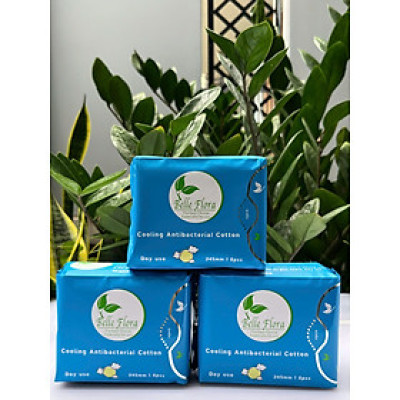 Bộ Băng Vệ Sinh Belle Flora Ban Ngày Cotton 08 miếng - combo 3 gói