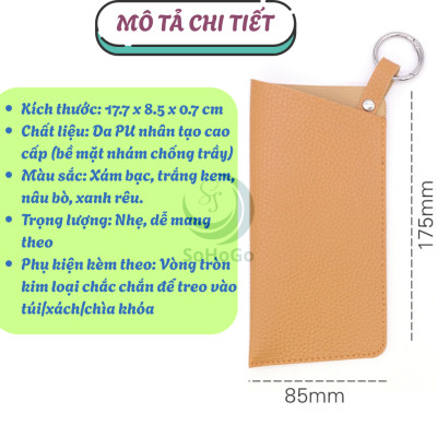 Túi Đựng Kính Da Cao Cấp Kiêm Móc Khóa -Bao Kính Mini Da PU Kèm Vòng Treo -Ví Đựng Kính Thời Trang Mini Đa Năng