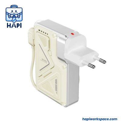 Sạc Dự Phòng hàng chính hãng WiWU Knight Series 10.000mAh 35W Wi-P057 tích hợp cáp sạc, sạc tường AC, sạc không dây, kiêm giá đỡ điện thoại