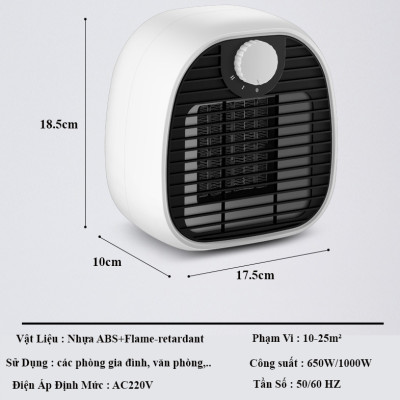 Máy Sưởi Gốm Mini Công Suất Lớn 1000W Cho Phòng Ngủ, Phòng Làm Việc, Không Gây Mùi, Hoạt Động Êm Ái Với 3 Chế Độ Sưởi - Hàng Chính Hãng KUNBE