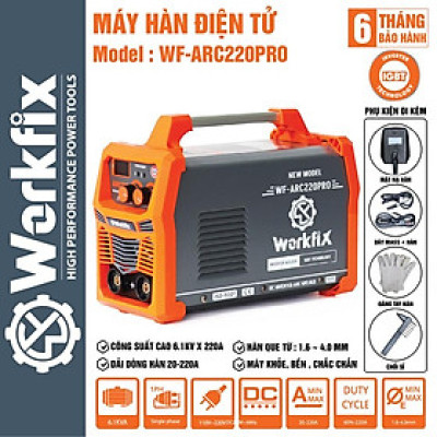 Máy Hàn Điện Đa Năng Workfix WF-ARC220PRO - Chức Năng Đánh Lửa Hồ Quang Điện - Lực Đẩy Gió Đá - Chống Dính - Hàn Que 1.6 - 4.0mm - Bảo Hành Chính Hãg 6 Tháng