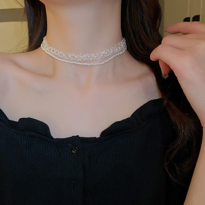 Dây chuyền vòng cổ hạt cườm trong suốt lấp lánh blink blink phong cách Hàn Quốc sang chảnh ấn tượng phong cách hot girl