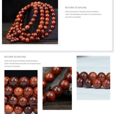 Combo Vòng đeo tay phong Thủy Gỗ Đàn Hương Đỏ Tự Nhiên Brasil, Kèm hộp đựng lót lụa vàng