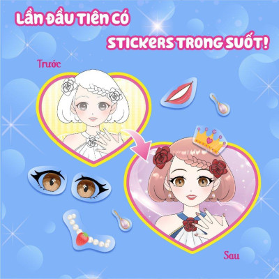 Sách - Trang Điểm Công Chúa - Tô Màu Và Bóc Dán Hơn 500+ Stickers Xinh Đẹp Cho Bé Gái - Megabook