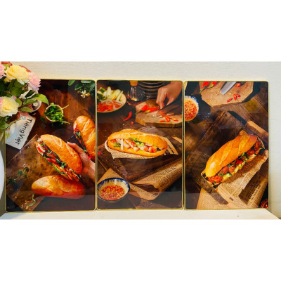 Tranh treo tường trang trí decor quán bánh mì Việt Nam tranh có khung kèm đinh treo