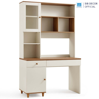 Bàn Làm Việc Phối Hệ Tủ Sách Nhiều Ngăn Thương Hiệu SIB Decor BLV99