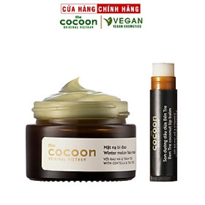 Combo Mặt nạ bí đao the cocoon 30ml + Son dưỡng môi dầu dừa Bến Tre cocoon 5g