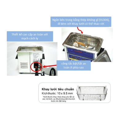 (1.2 Lít) Máy Rửa Sóng Siêu Âm, Máy Rửa Trang Sức, Máy Rửa Dùng Cho Nha Khoa và Đời Sống