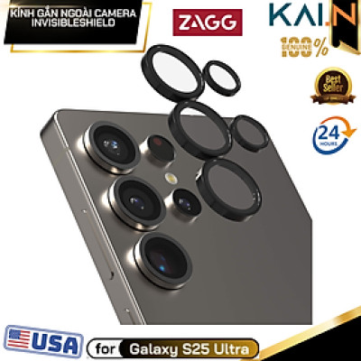 Kính Camera Dành Cho Galaxy S25 Ultra ZAGG Camera InvisibleShield Kèm Khung Dán Chống Trầy Xước, Chống Va Đập_ Hàng Chính Hãng