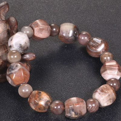 Vòng tay gỗ hóa thạch hạt lục giác viên đá 12x12.5mm mệnh hỏa, mộc - Ngọc Quý Gemstones