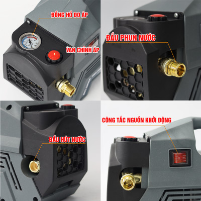 Cam Kết Lõi Đồng 100% - Máy rửa xe mini gia đình Workfik 2500w-Máy xịt rửa cao áp có tạo bọt tuyết tặng kèm đầy đủ phụ kiện, Bảo hành Chính hãg