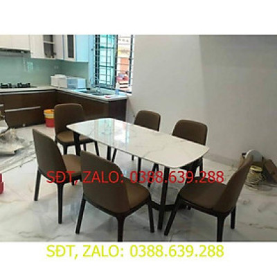 BỘ BÀN ĂN MẶT ĐÁ, 4 GHẾ BỌC DA HÀNG KỸ