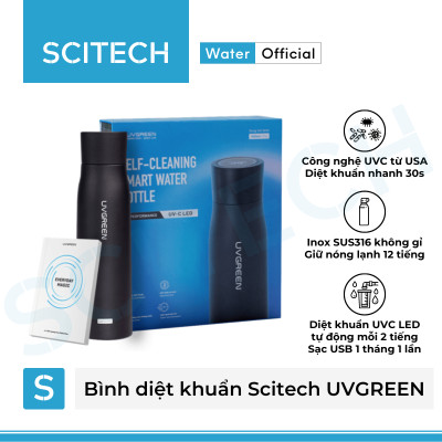 Bình nước giữ nhiệt diệt khuẩn Scitech UVGREEN 500ML - Hàng chính hãng 