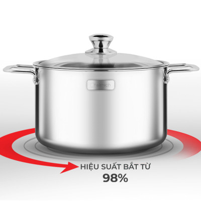 Nồi Inox 3 lớp đáy liền Elmich Trimax classic 2405OL 16cm, 2408OL 24cm, Hàng chính hãng, dùng được mọi loại bếp -JoyMall
