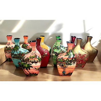 Bình hoa sơn mài - Bình cong size 30x17x10 cm /  Nghệ Thuật- Sang Trọng- Độc Đáo