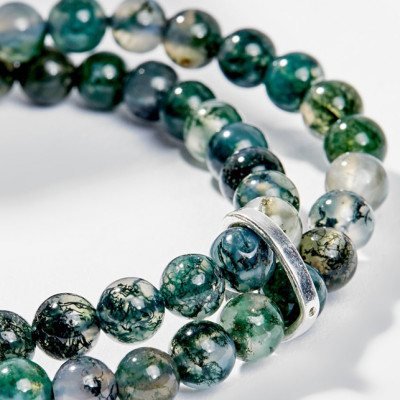 Vòng Chuỗi Hạt Đeo Tay 2 Lines Đá Băng Ngọc Thủy Tảo Phối Charm Ngôi Sao (6mm) mệnh Mộc, Hỏa Ngọc Quý Gemstones