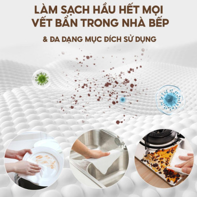 Khăn Lau Đa Năng topgia Cuộn 100 tờ Siêu Dai,siêu thấm hút Có Thể Giặt Tái Sử Dụng