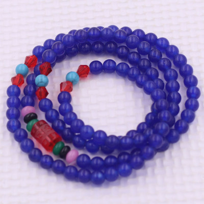 Vòng chuỗi 108 hạt đá thạch anh xanh dương charm lục tự kim ngôn - hạt 8 ly ( size lớn ), vòng chuỗi niệm Phật, vòng chuỗi đeo tay