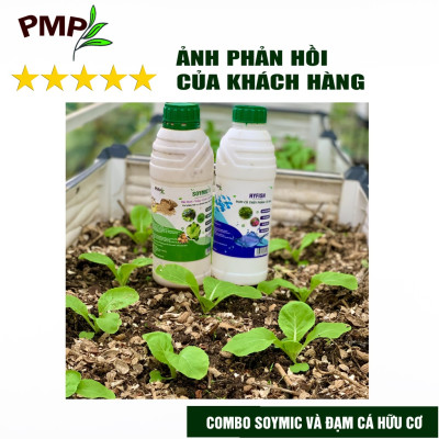 Combo bộ phân bón hữu cơ PMP trồng cà chua bạch tuộc - Phân cải tạo đất Fermic - Super Probio - Soymic V – Đạm Cá - Bã Mía