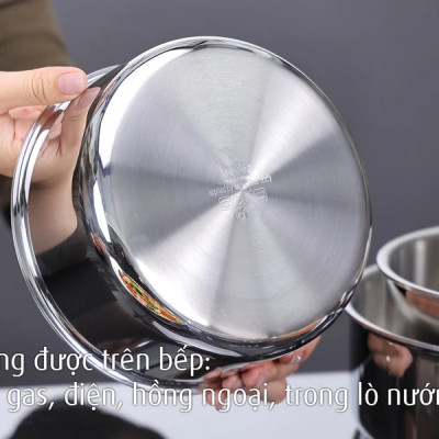 Bộ nồi chảo iNox cán rời 9 món - Không phủ lớp chống dính