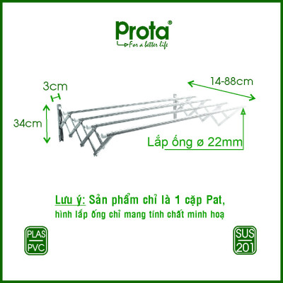 [CHÍNH HÃNG] Pat xếp gắn tường 22mm inox cao cấp (không bao gồm ống inox) - Bào hành 12 tháng