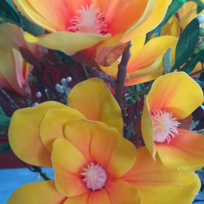 Mộc lan cao su giả - dài 90cm - 1 cành 5 bông - Cây giả, hoa lụa Decor trang trí nhà cửa