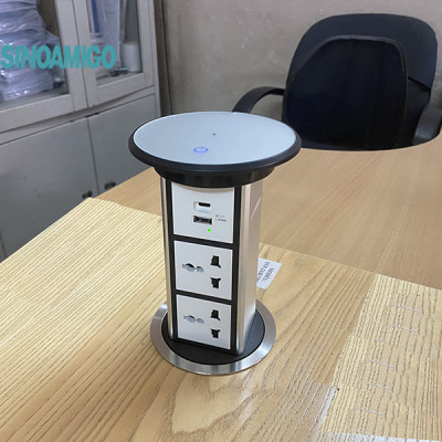 Ổ cắm thông minh lắp âm bàn đảo Sinoamigo SMT-4S, nâng hạ tự động, tích hợp sạc không dây 15W, chống nước IP54 - Hàng chính hãng